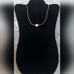 Handmade White Pearl & Natural Leather Necklace